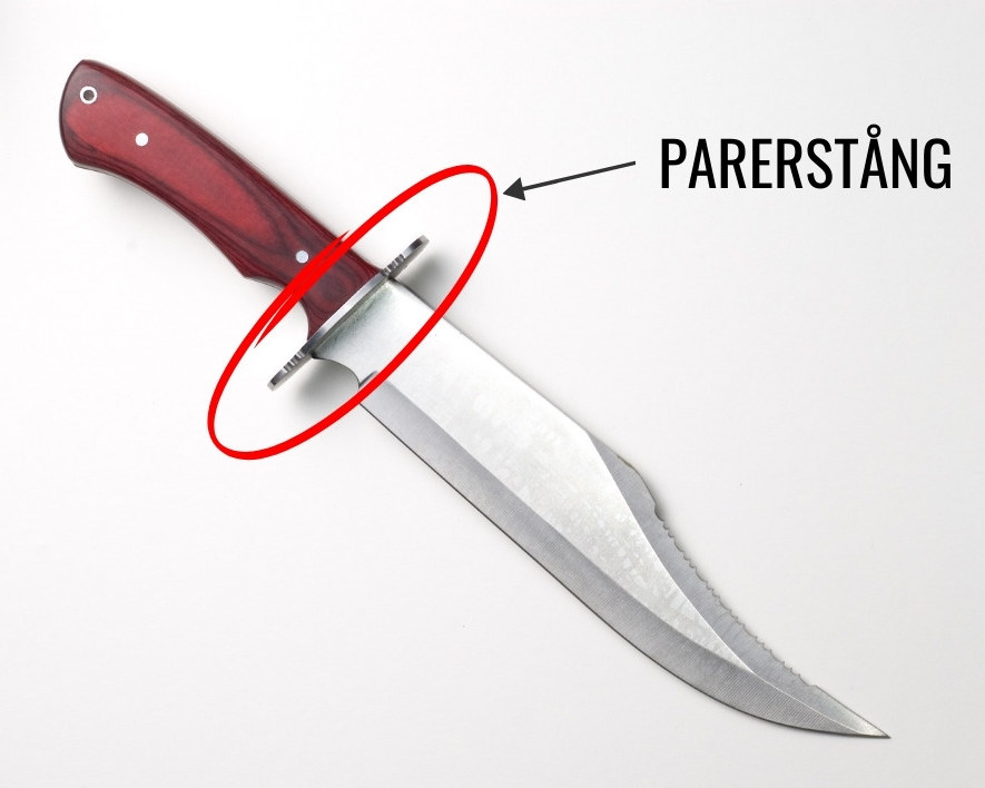 Bowie feltkniv med parerstang på begge sider